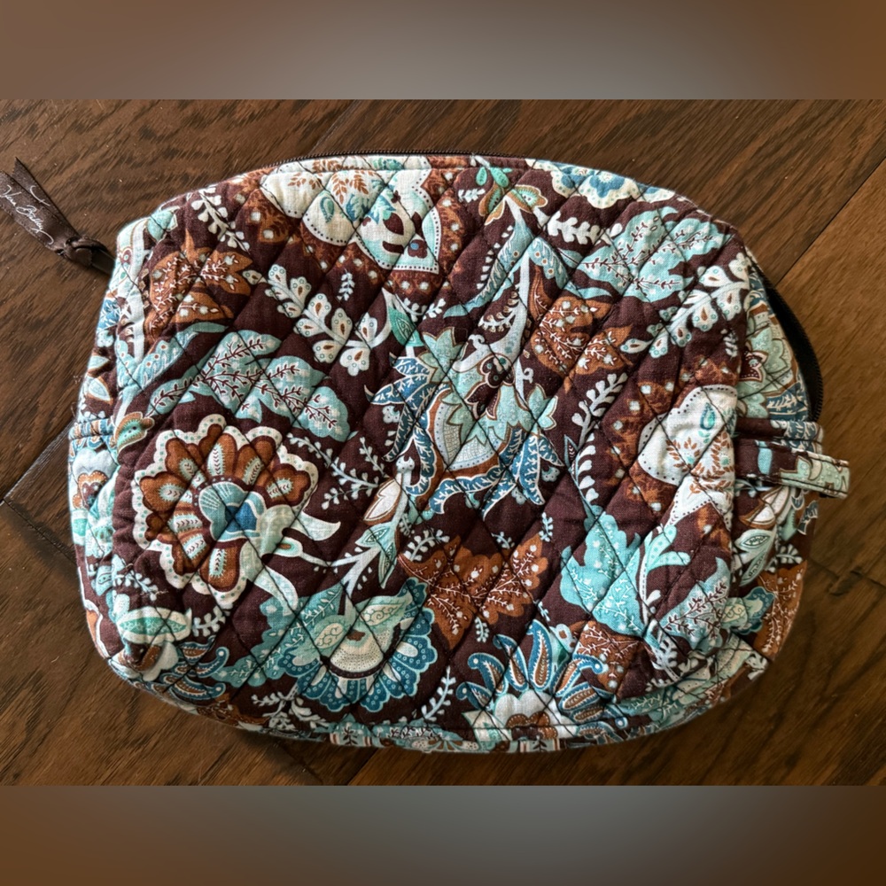 Vera Bradley Java Brown Quilted Cosmetic Pouch